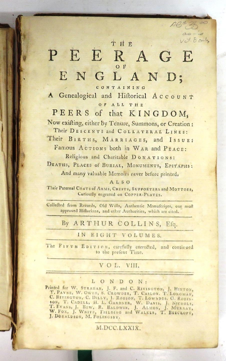 The Peerage of England Vol. VIII