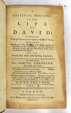 A Critical History of the Life of David. Vol. II only