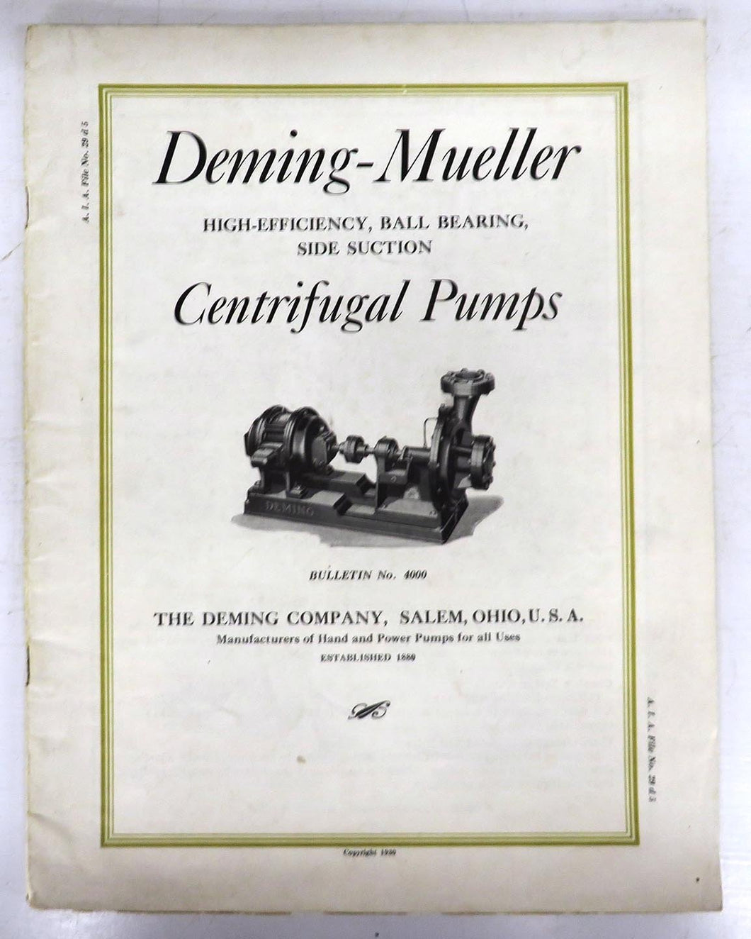 Deming-Mueller High-Efficiency, Ball Bearing, Side Suction Centrifugal Pumps catalogue