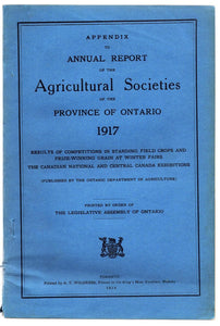 Appendix to Annual Report of the Agricultural Sciences of the Province of Ontario 1917