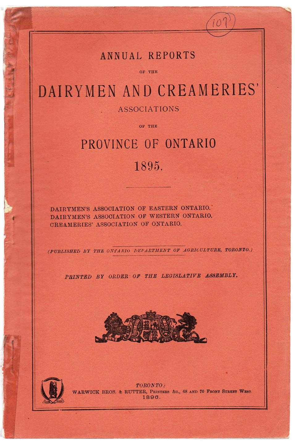 Annual Reports of the Dairymen and Creameries' Associations of the Province of Ontario 1895