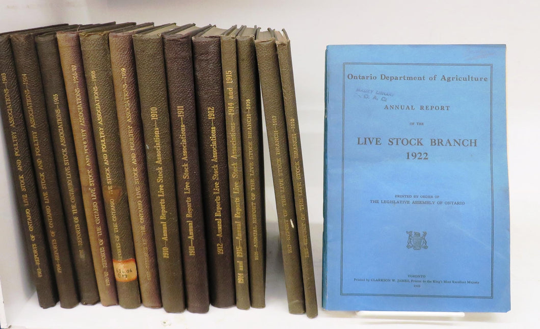 Annual Reports of the Live Stock Associations of the Province of Ontario 1903-12, 1914-22