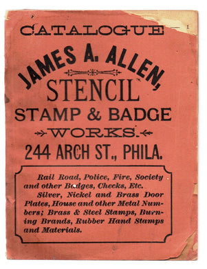 Catalogue James A. Allen, Stencil Stamp & Badge Works