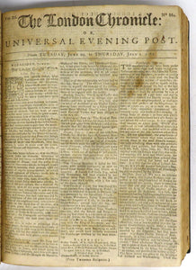 The London Chronicle For The  Year 1762. From June 30, to December 31. Volume XII