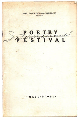 League of Canadian Poets International Poetry Festival, 1981