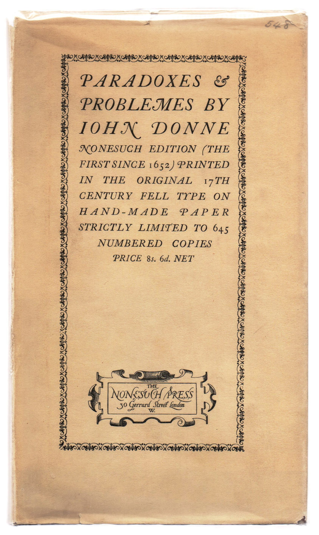 Paradoxes & Problemes by John Donne with two Characters and an Essay of Valour