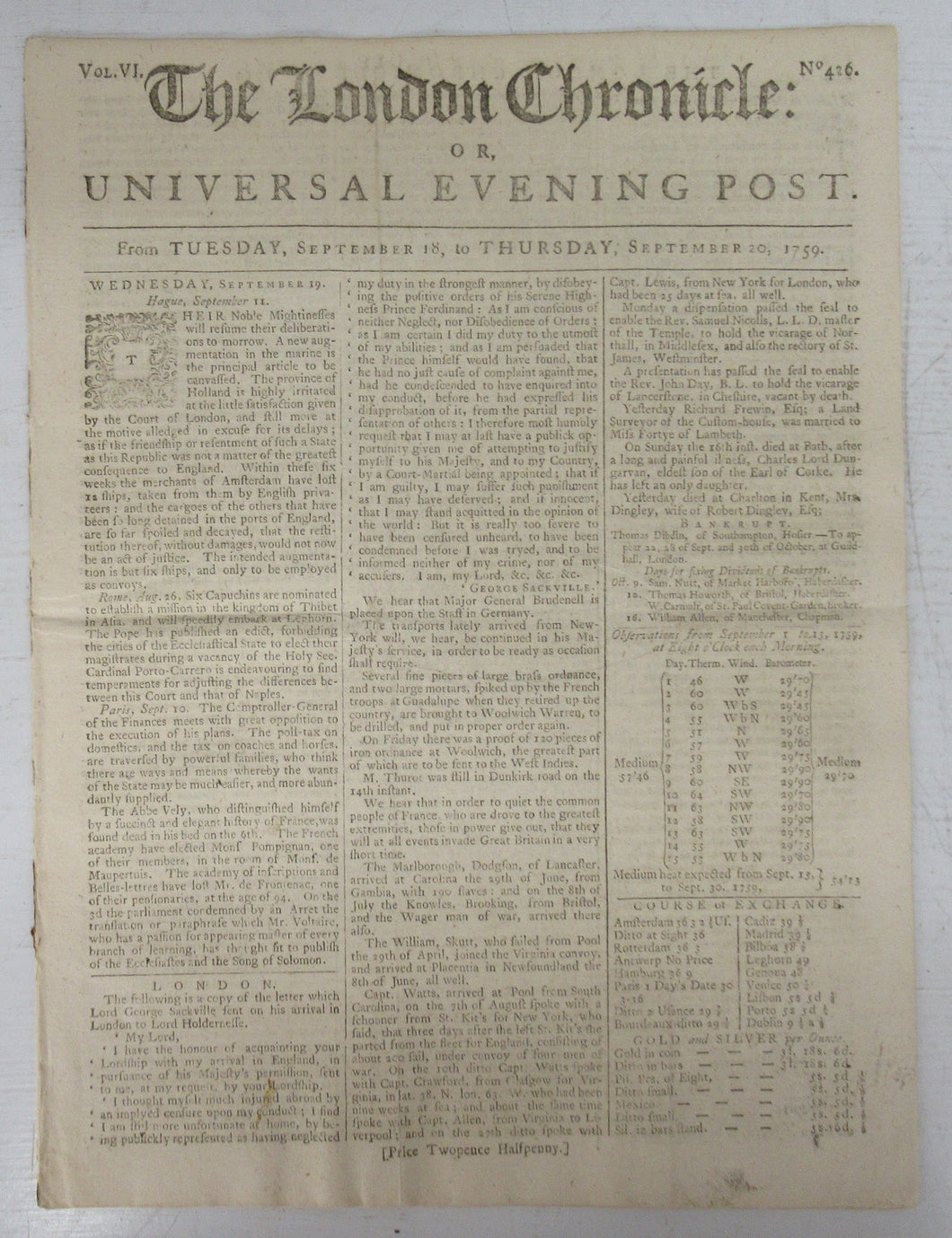 The London Chronicle: Or, Universal Evening Post