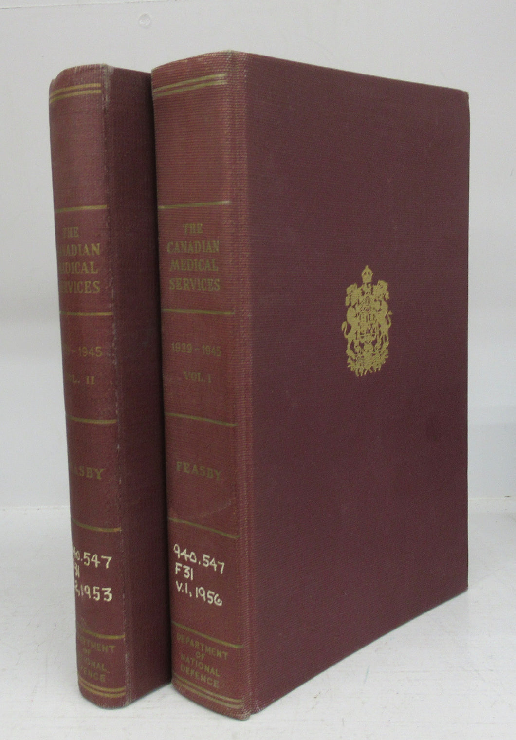 Offical History of the Canadian Medical Services 1939-1945. Volume One: Organization and Campaigns. Volume Two: Clinical Subjects