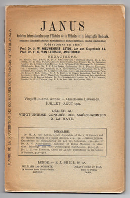 Janus: Archives internationales pour l'Histoire de la Mdecine et la Gographie Mdicale. Juillet-Aout 1924