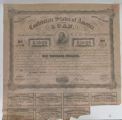 Confederate $1000 Jackson Bond