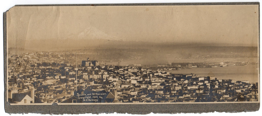 Panoramic view of Seattle and Mt. Ranier, Washington