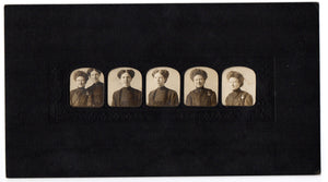 Five photo portraits of unknown women in collage frame