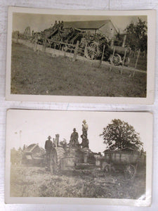 Two photo postcards of steam tractors in Northern Ontario
