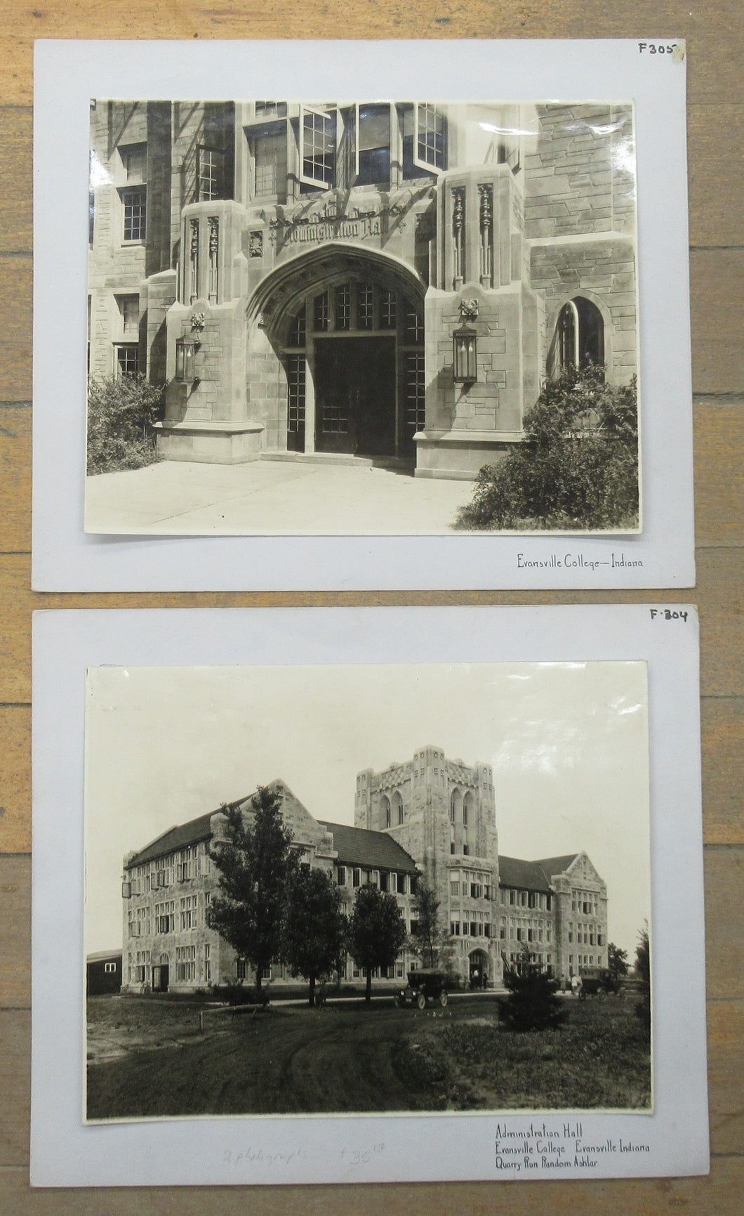 Two photos of Evansville College, Indiana