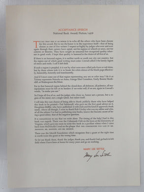 Acceptance Speech, National Book Award, Fiction, 1978