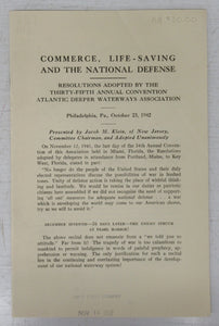 Commerce, Life-Saving and the National Defense: Resolutions Adopted by the Thirty-fifth Annual Convention Atlantic Deeper Waterways Association, Philadelphia, Pa., October 23, 1942