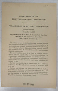 Resolutions of the Thirty-Second Annual Convention, Atlantic Deeper Waterways Association, Philadelphia, PA. November 14, 1939