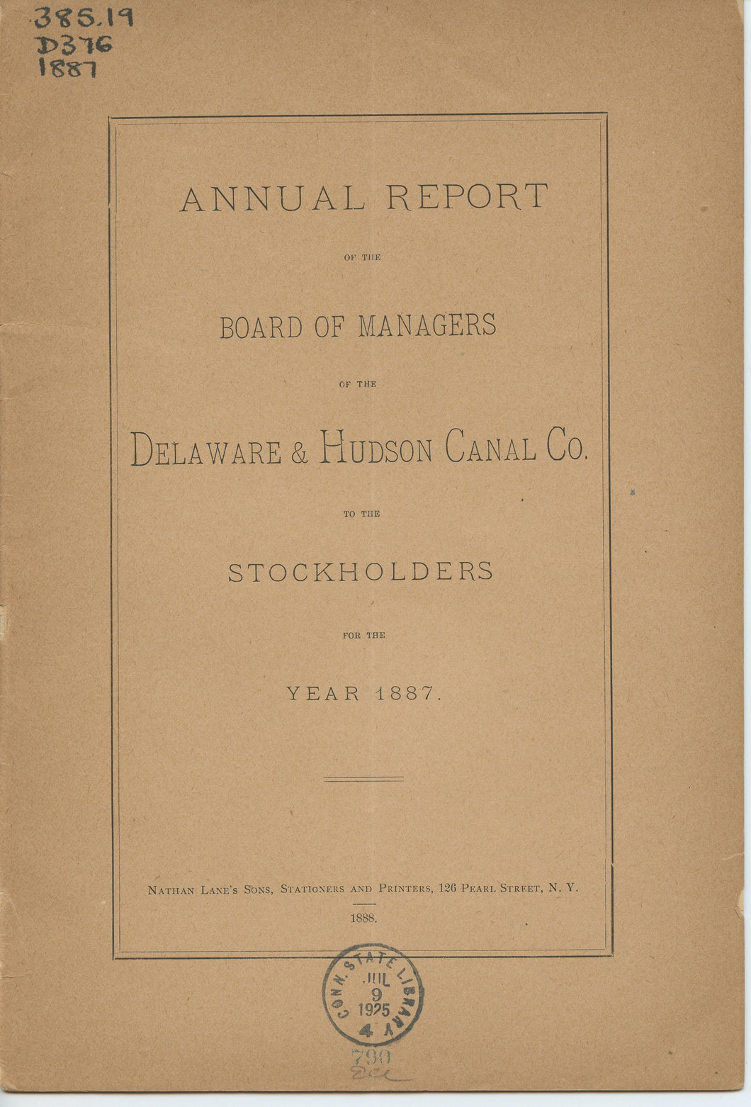 Annual Report of the Board of Managers of the Delaware & Hudson Canal Co. to the Stockholders, for the Year 1887