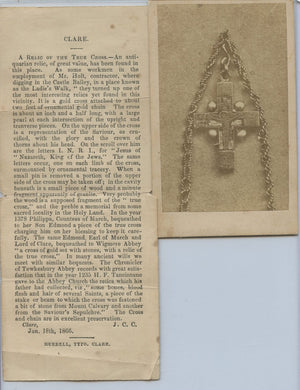 Carte de visite photo of a Relic of the True Cross, with accompanying article