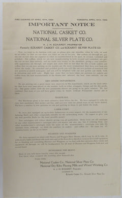 Important Notice. National Casket Co., National Silver Plate Co., National Dry Kilns Planing Mills and Wood Working Co.
