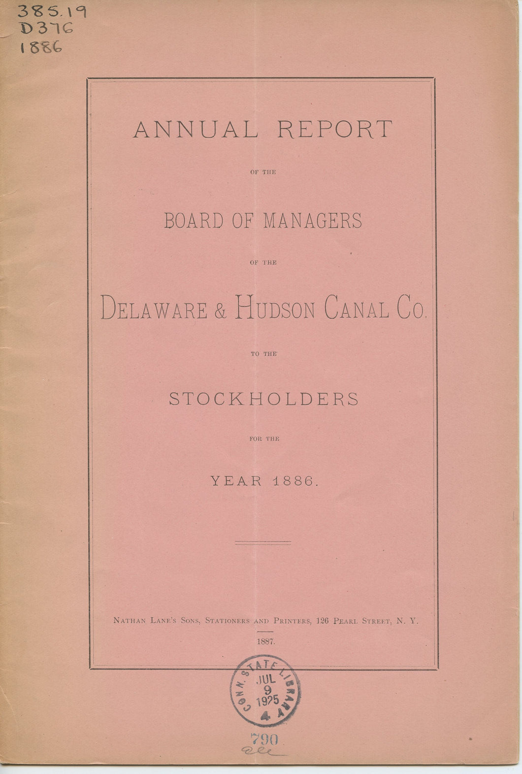 Annual Report of the Board of Managers of the Delaware & Hudson Canal Co. to the Stockholders, for the Year 1886