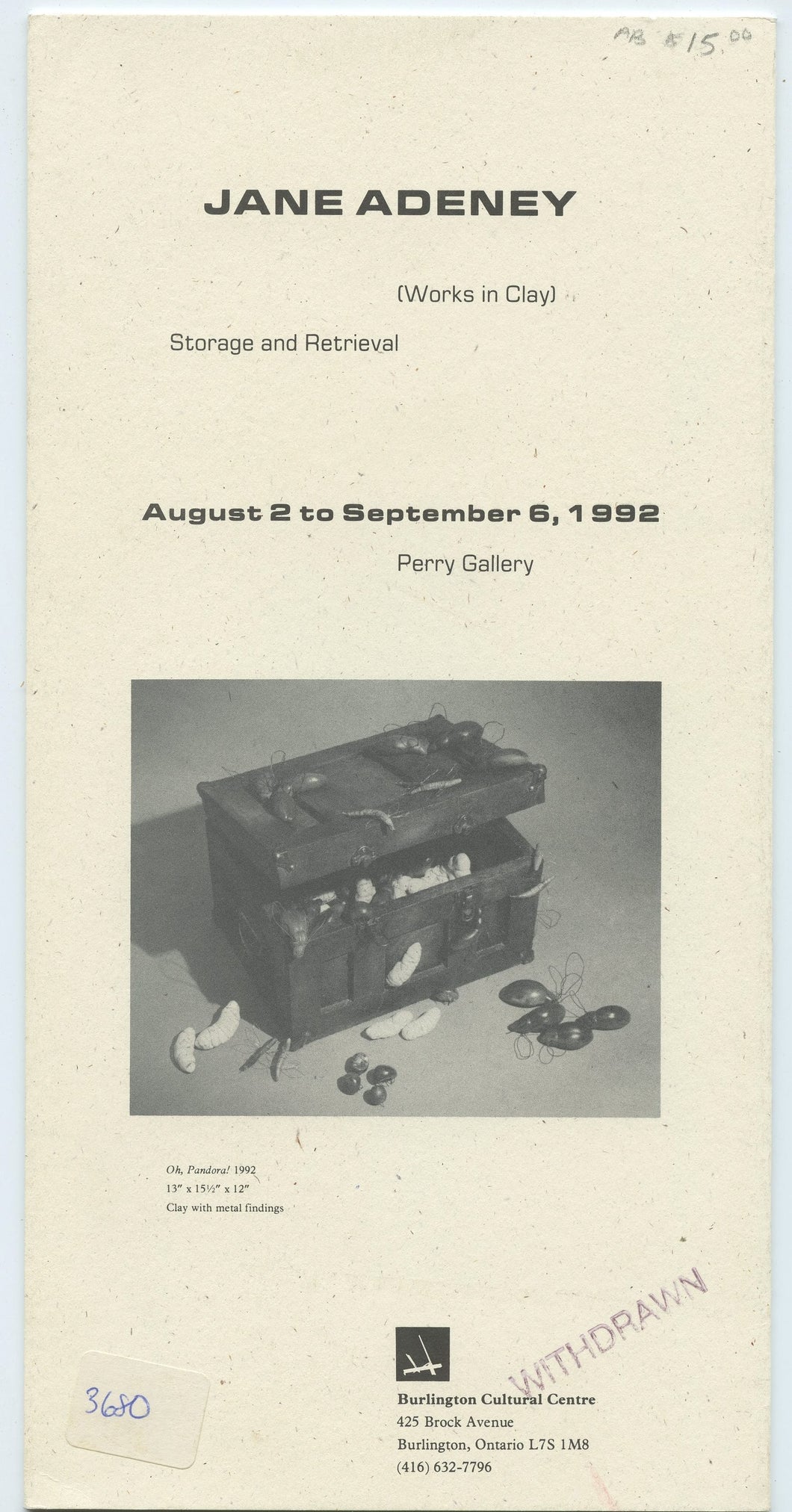 Jane Adeney (Works in Clay) Storage and Retrieval