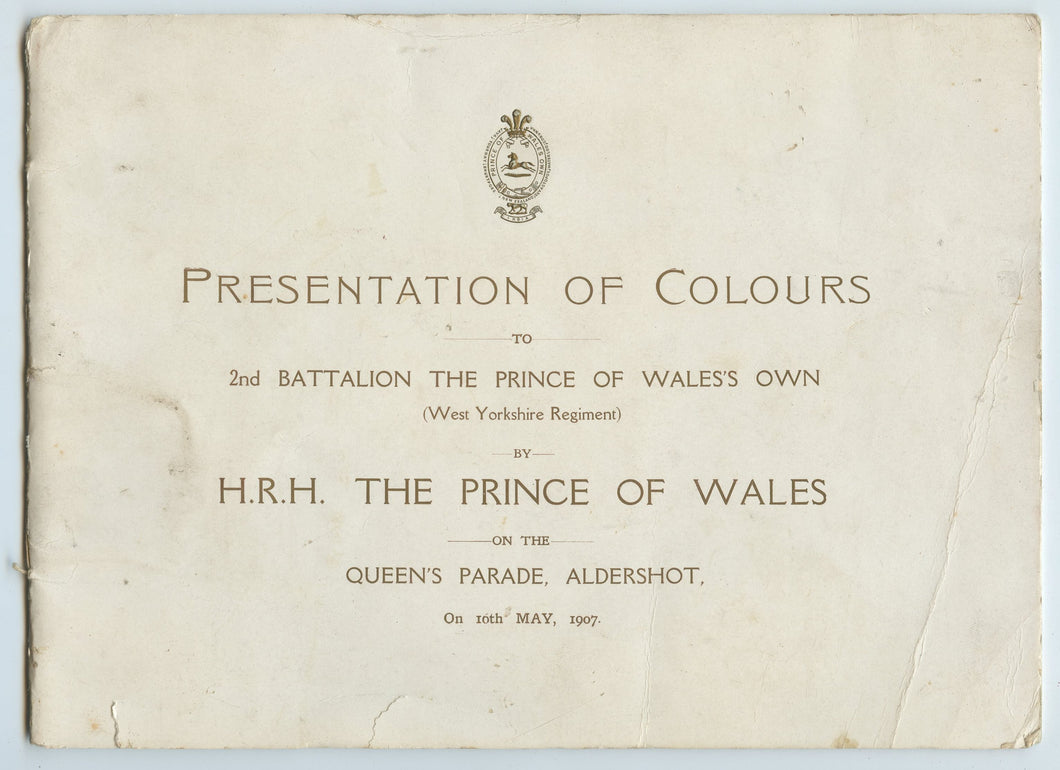 Presentation of Colours to 2nd Battalion the Prince of Wales's  Own (West Yorkshire Regiment) by H.R.H. The Prince of Wales on the Queen's Parade, Aldershot, On 10th May, 1907