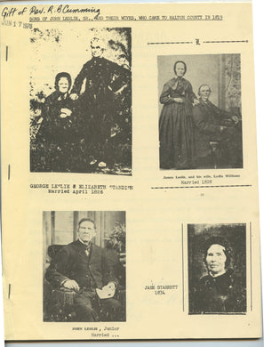 Sons of John Leslie, Sr., and Their Wives, Who Came to Halton County in 1819
