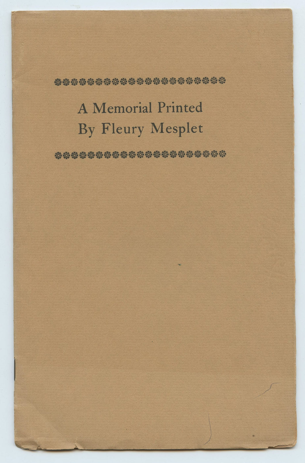 A Memorial Printed By Fleury Mesplet