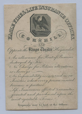 Advertising label for Eagle Fire & Life Insurance