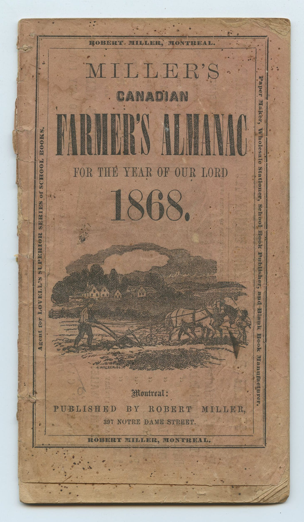 Miller's Canadian Farmer's Almanac for the Year of Our Lord 1868