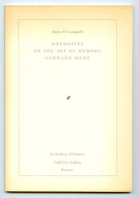Mnemosyne or the Art of Memory: Gerhard Merz