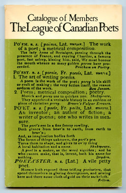 Catalogue of Members: The League of Canadian Poets