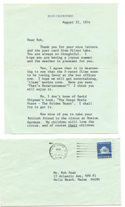 Letter to Robert Jean, August 22, 1974