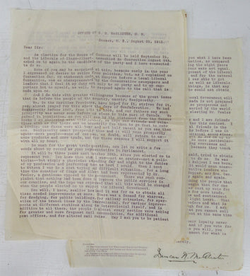 Letter announcing his candidacy in Kings-Albert