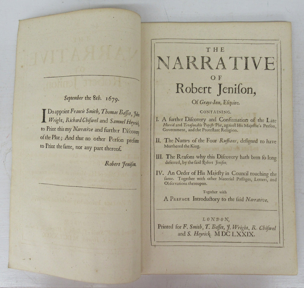 The Narrative of Robert Jenison, Of Grays-Inn, Esquire