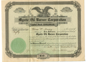 Mystic Oil Burner stock certificate