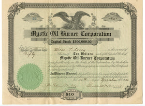 Mystic Oil Burner stock certificate