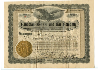 Canadian-Ohio Oil and Gas stock certificate