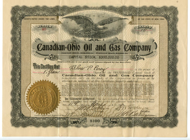 Canadian-Ohio Oil and Gas stock certificate
