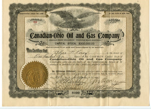 Canadian-Ohio Oil and Gas stock certificate