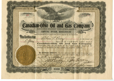 Canadian-Ohio Oil and Gas stock certificate