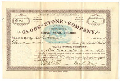 Globe Stone Company stock certificate