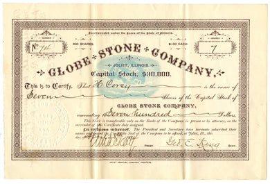 Globe Stone Company stock certificate