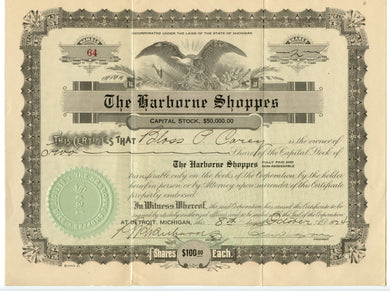 The Harborne Shoppes stock certificate