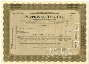 National Tea stock certificate