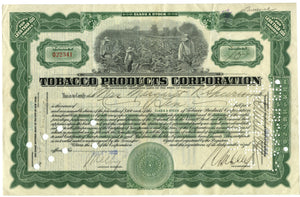 Tobacco Products Corporation stock certificate