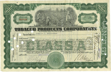 Tobacco Products Corporation stock certificate