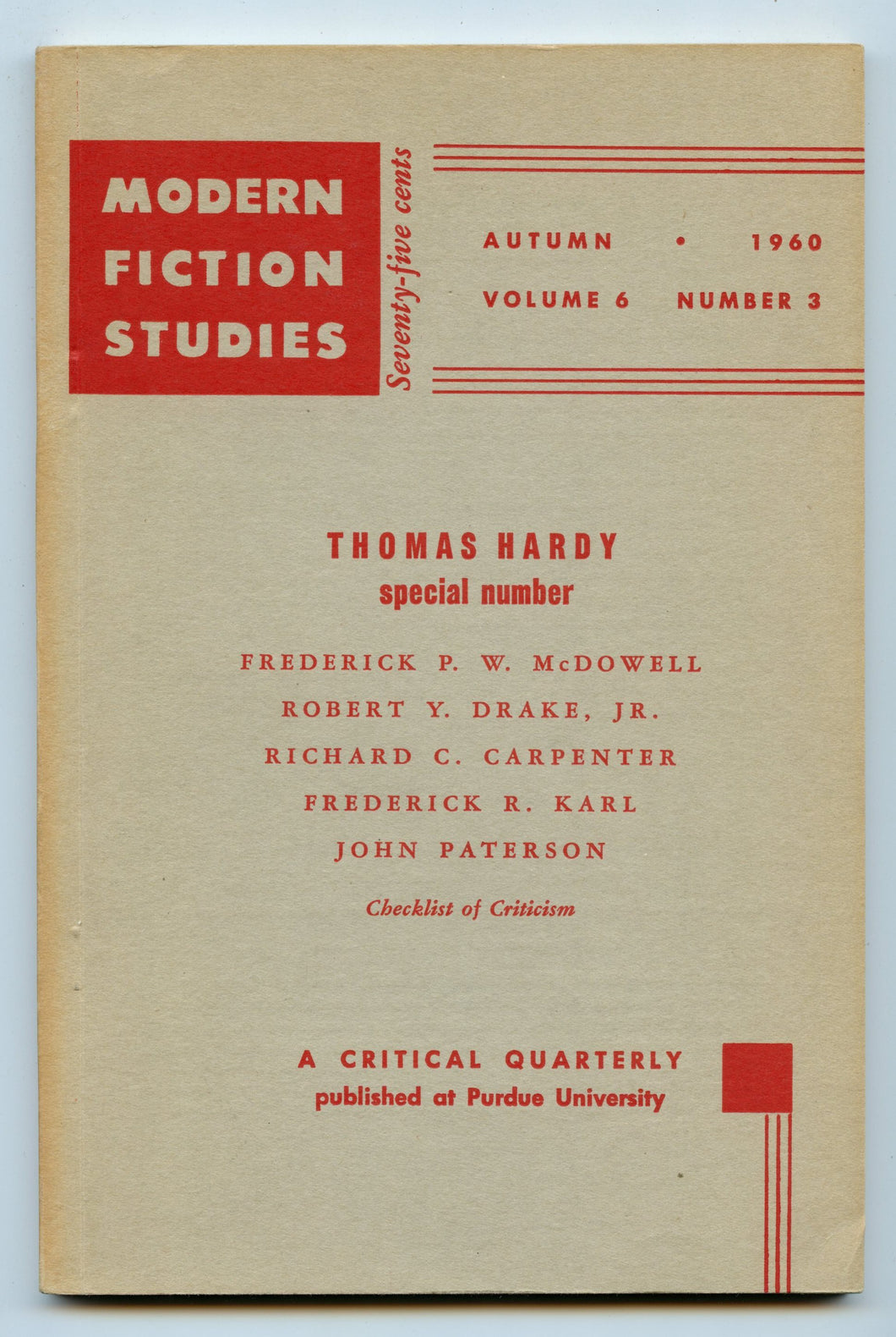 Modern Fiction Studies Autumn 1960