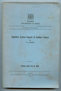 Nepheline Syenite Deposits of Southern Ontario